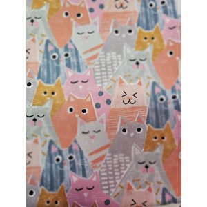 Duo bouillottes sèches en coton aux graines de lin, déhoussables et lavables - Chats multicolores