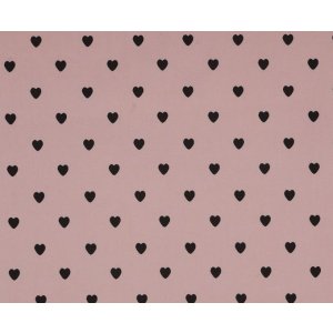 Duo bouillottes sèches en coton aux graines de lin, déhoussables et lavables - Coeurs noirs fond vieux rose