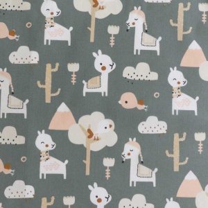 Duo bouillottes sèches en coton aux graines de lin, déhoussables et lavables - Lama himalaya vert