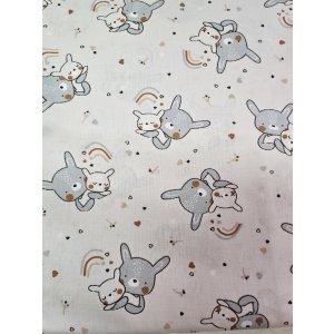 Duo bouillottes sèches en coton aux graines de lin, déhoussables et lavables - Lapins gris marron