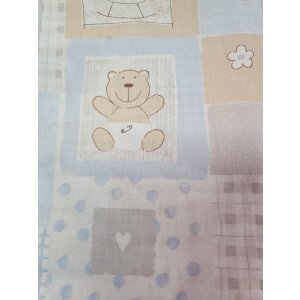 Duo bouillottes sèches en coton aux graines de lin, déhoussables et lavables - Motif ourson bleu