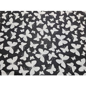 Duo bouillottes sèches en coton aux graines de lin, déhoussables et lavables - Papillons blancs fond noir