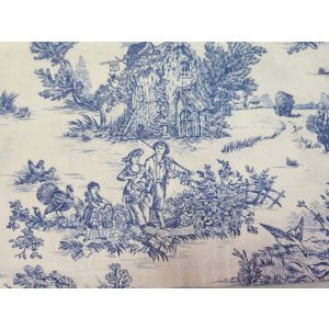 Duo bouillottes sèches en coton aux graines de lin, déhoussables et lavables - Toile de jouy bleue