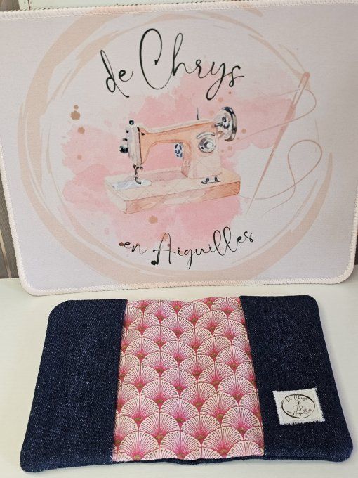 Etui à passeport Jeans/Rose/Doré