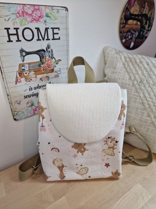 Sac à dos Clémence - Blanc- Motif oursons
