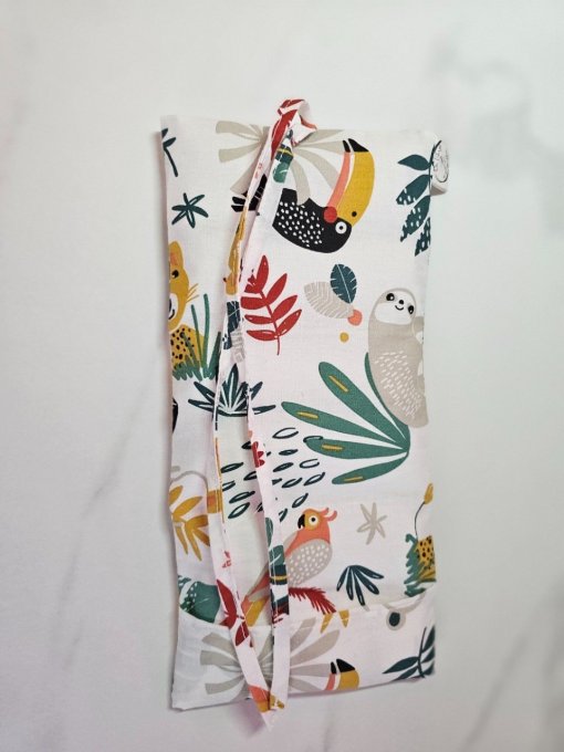 Bouillotte sèche en coton aux graines de lin, déhoussable et lavable