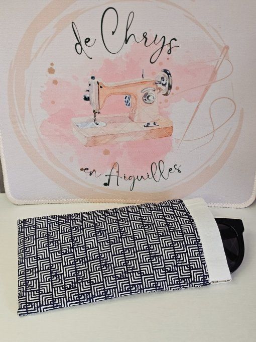 Etui à lunettes- Bleu & Blanc