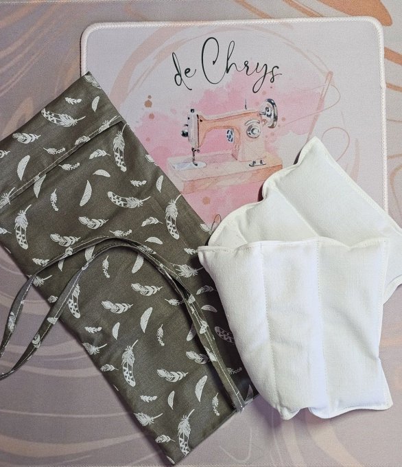 Bouillotte sèche en coton aux graines de lin, déhoussable et lavable