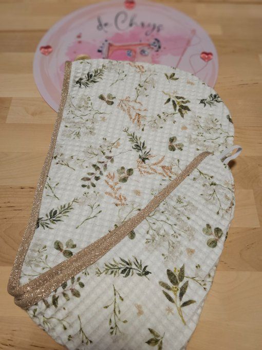Couronne de bain feuillage/bord beige pailleté