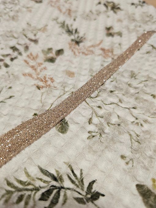 Couronne de bain feuillage/bord beige pailleté