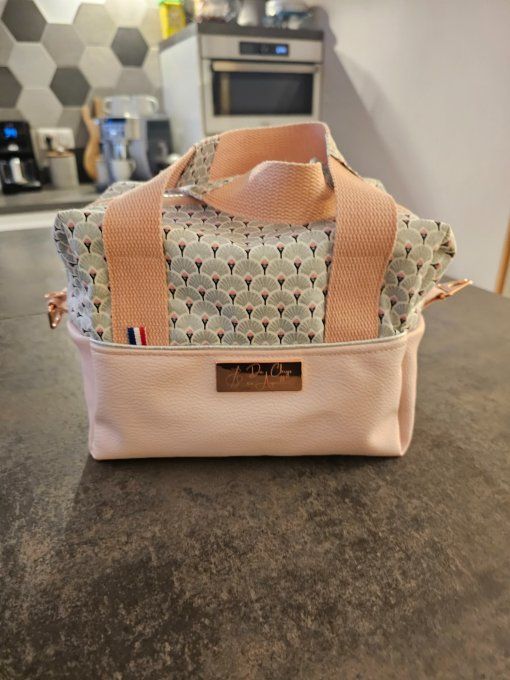 Lunch box La Cassis- Rose/éventail Gris
