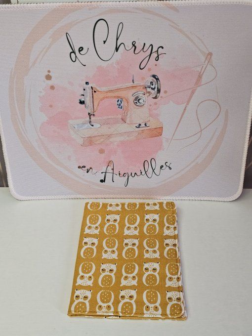 Etui à passeport Hiboux blanc et moutarde