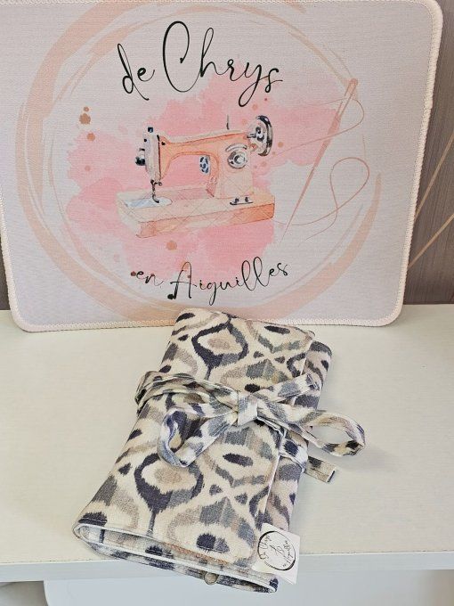 Etui à bijoux nomade - Ikat bleu beige