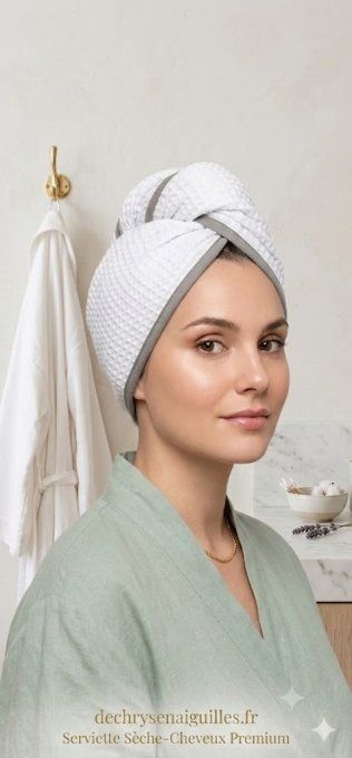 Couronne de bain Blanc/bord blanc & gris perle