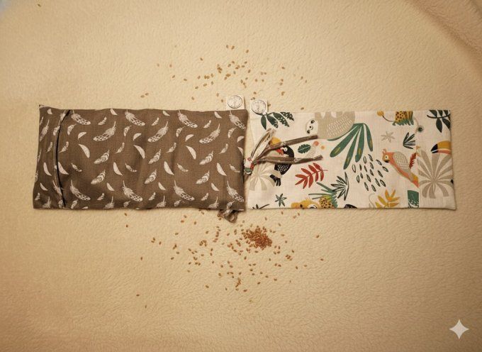 Duo bouillottes sèches en coton aux graines de lin, déhoussables et lavables