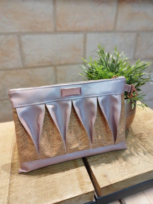 Pochette à Soufflet - Liège &  Rose métal
