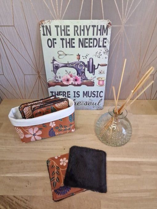 Panier & 8 lingettes réutilisables - Marron